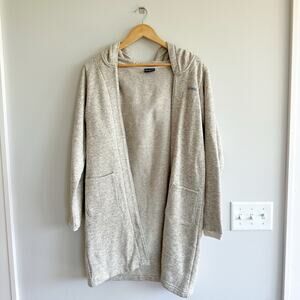 Columbia Reel Cozy Hooded Open Cardigan Sweatshirt Heathered Cream S